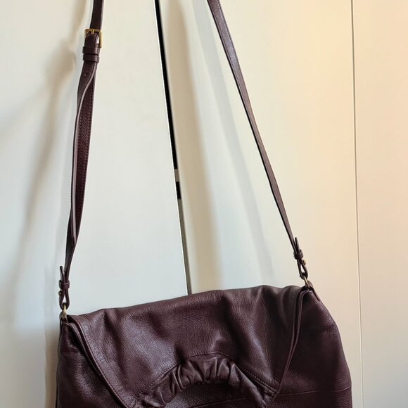 Aritzia le fou Leather burgundy Shoulder Crossbody adjustable strap BAG main image 2
